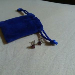 Silver Plated Ruby Red Earrings